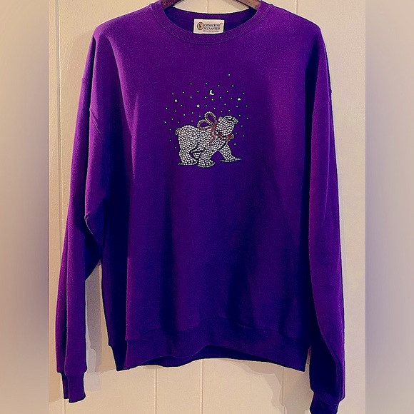 Christine Alexander Tops - Purple Large Christine Alexander Christmas sweatshirt embellished Polar Bear